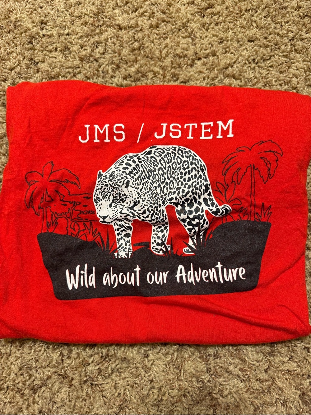Red 'Wild about our Adventure' Graphic Tee with Leopard